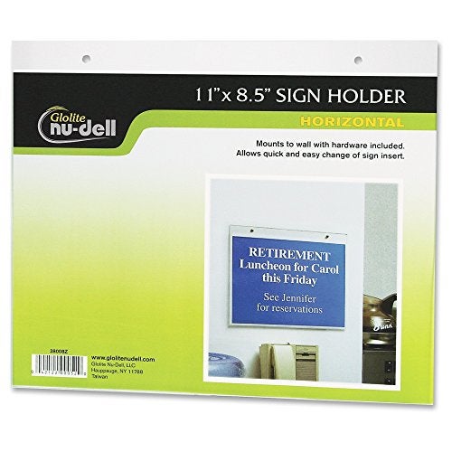 Nudell Nu-Dell 11" x 8.5" Horizontal Wall Mount Sign Holder, Clear - Image 1
