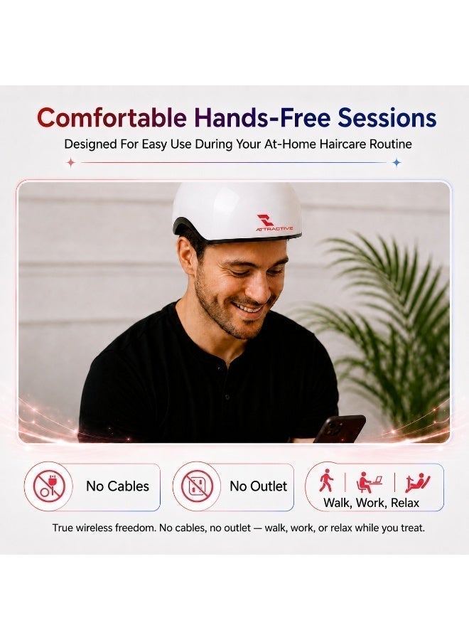 ATTRACTIVE GT Laser Hair Growth Helmet RL272 PRO for Men & Women | Laser Therapy Cap for Hair Regrowth | Anti Hair Loss & Thinning Treatment Device | Rechargeable LLLT Helmet - Image 3