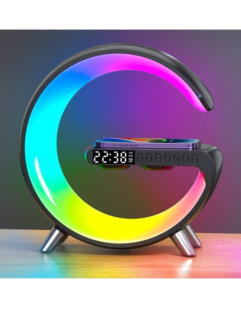ELTRAZONE Smart Bluetooth Speaker Wireless Phone Charger LED Light, Multifunctional RGB Night Light and Charging Station, Smart Sounder Alarm Clock for Bedroom Smart Desk Lamp Control with App  - Image 1