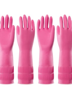 Y&D Cleaning Rubber Gloves, 2 Pairs Reusable Waterproof Dishwashing Non-slip, Kitchen Large, Laundry Clothes Gloves  - Image 1
