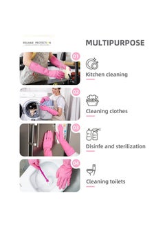 Y&D Cleaning Rubber Gloves, 2 Pairs Reusable Waterproof Dishwashing Non-slip, Kitchen Large, Laundry Clothes Gloves  - Image 2