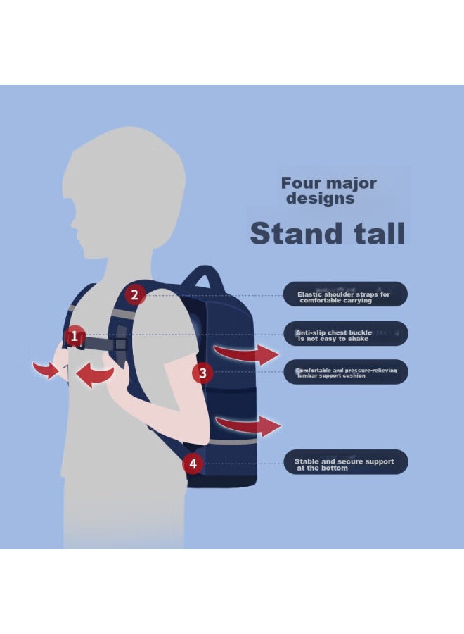 Ninth Castle The Ninth Castle Elementary School Backpack For Boys And Girls Grades 1-3 Children's Spine-protecting Lightweight Integrated Backpack - Image 3