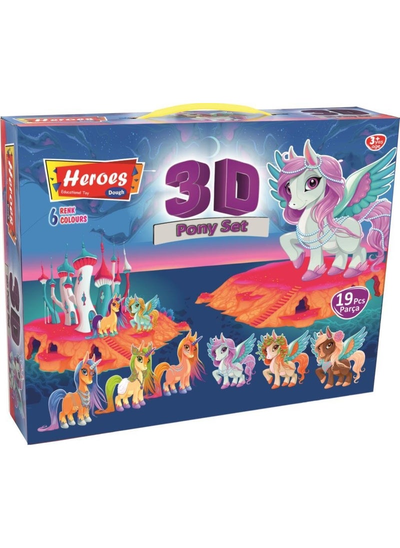Heroes - 3D Pony Set 6 Colored Play Dough ERN-569 - Image 1