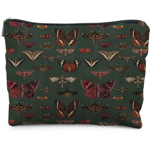 RYYCDOI Moody Green Academia Butterfly Cosmetic Bags Toiletry Bag for Women, Vintage Butterfly Makeup Bag, Butterfly Gifts for Women, Dark Cottagecore Butterflies Makeup Pouch - Image 1