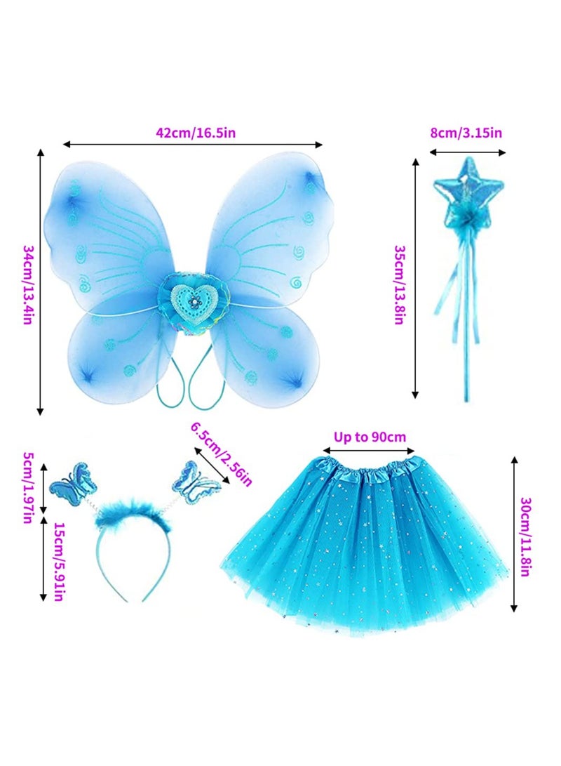 Enchanting Fairy Costume for Girls with erfly Wings and Tutu Skirt Perfect for Parties and Dress Up Fun Pack of 4 - Image 2