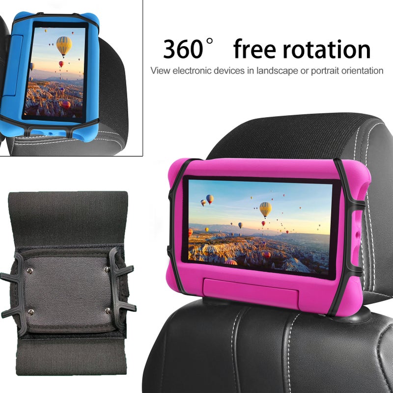 Tablet Mount Holder: 7-10.5 Inch Black Wear-Resistant Adjustable Anti-Slip Elastic Strap Stable Portable Removable Holding Net - Universal Fit For Car Back Seat Media Devices With Or Without Case - Image 4