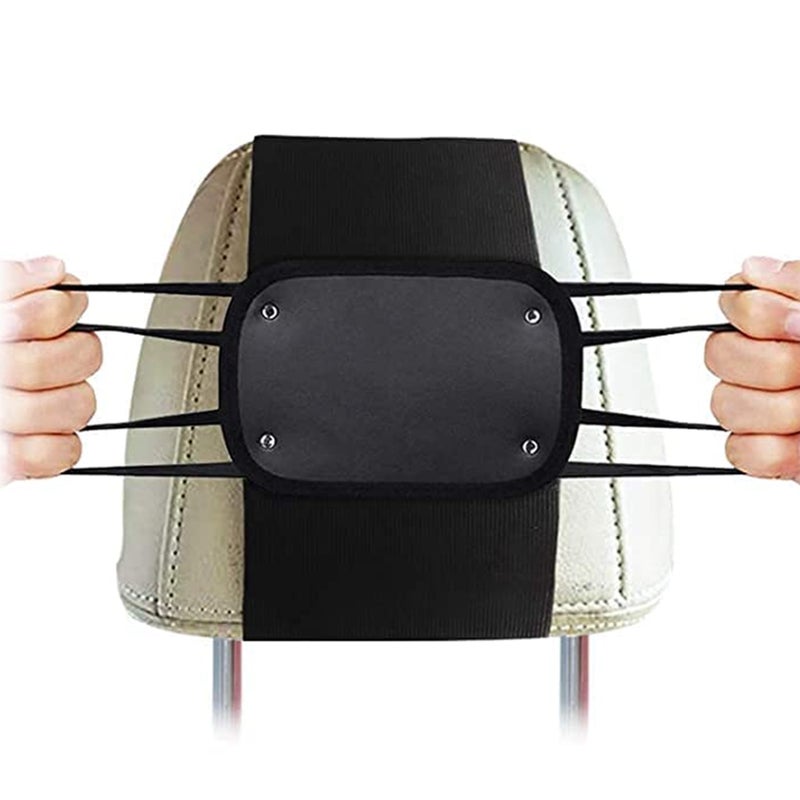 Tablet Mount Holder: 7-10.5 Inch Black Wear-Resistant Adjustable Anti-Slip Elastic Strap Stable Portable Removable Holding Net - Universal Fit For Car Back Seat Media Devices With Or Without Case - Image 3