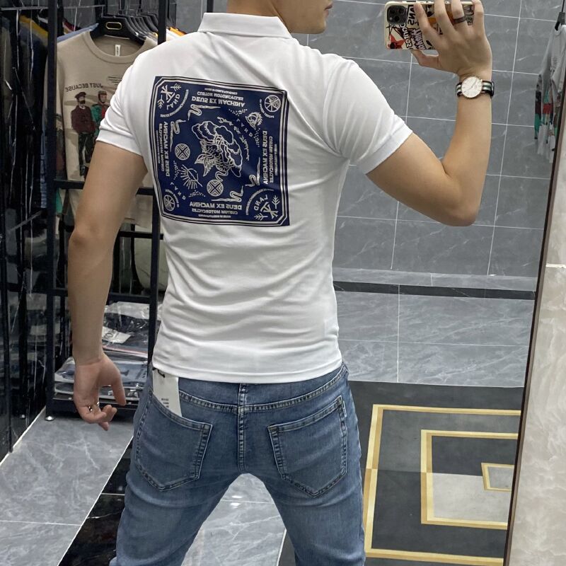Men's Short Sleeve Polo Shirt Casual Silk Cotton Turned Collar T-Shirt Summer Top - Image 2