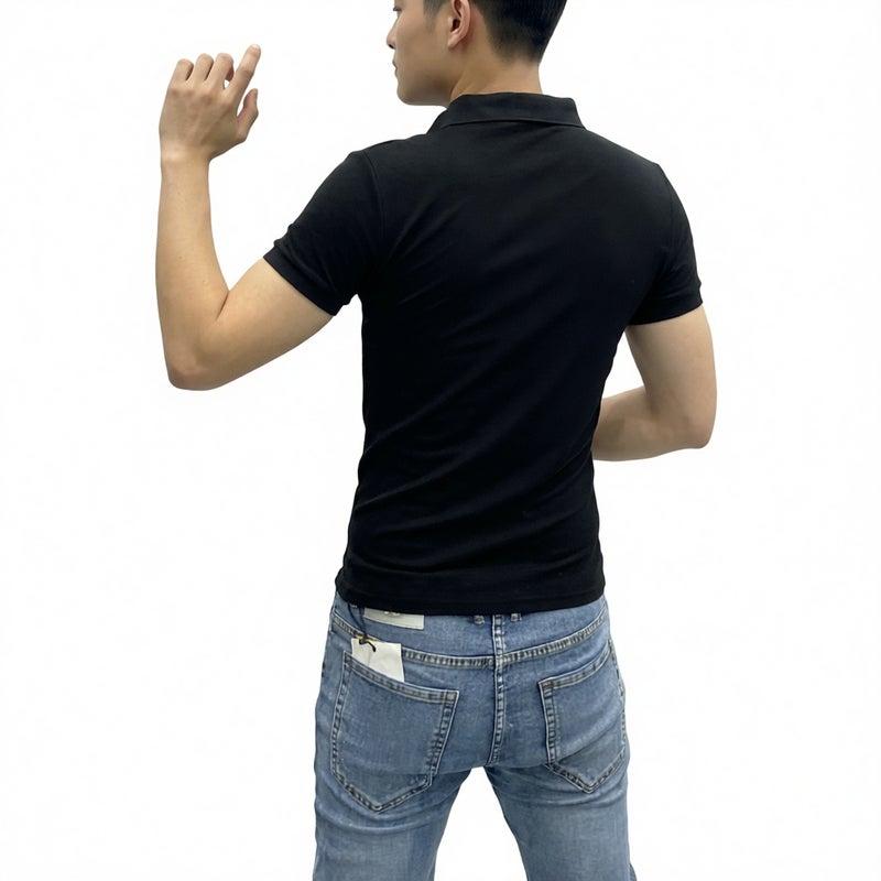Men's Short Sleeve Polo Shirt Casual Silk Cotton Turned Collar T-Shirt Summer Top - Image 1