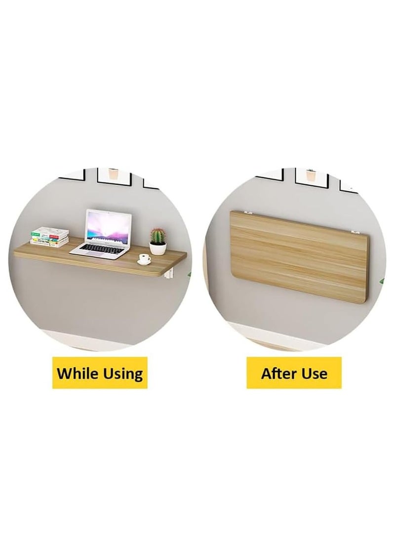 VITION Computer Wall Mount Stand Folding Wall-Mounted Drop-Leaf Table, Metal Folding Shelf Bench Table Bracket (40 x 100 cm) Beige - Image 4