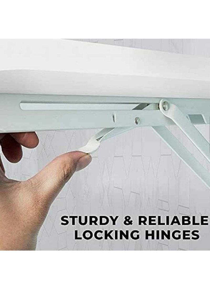 VITION Computer Wall Mount Stand Folding Wall-Mounted Drop-Leaf Table, Metal Folding Shelf Bench Table Bracket (40 x 100 cm) Beige - Image 5