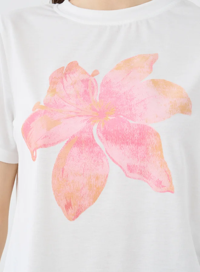 Take Two Take Two Flower Printed Regular Fit T-Shirt