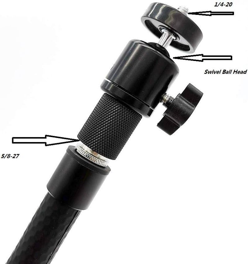 SHOPEE حامل ميكروفون موسيقي مع محول ثلاثي القوائم برأس كروي دوار مع قفل (5/8'' - 27 إلى 1/4'' - 20) لجهاز جوبرو، الكاميرا الرقمية ومسجل الفيديو - Image 3