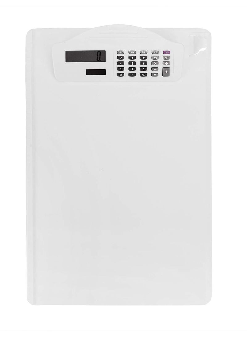 SYOSI Multifunctional Clipboard with Calculator Plastic Storage Clipboard Pen Clip Writing Pad File Folders Business Office Document Holder A4 Letter Size Clipboard for School Meeting Classes (White)  - Image 1