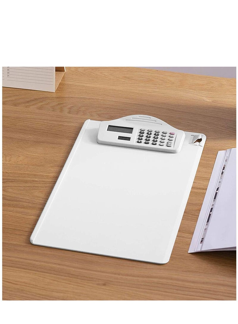 SYOSI Multifunctional Clipboard with Calculator Plastic Storage Clipboard Pen Clip Writing Pad File Folders Business Office Document Holder A4 Letter Size Clipboard for School Meeting Classes (White)  - Image 3