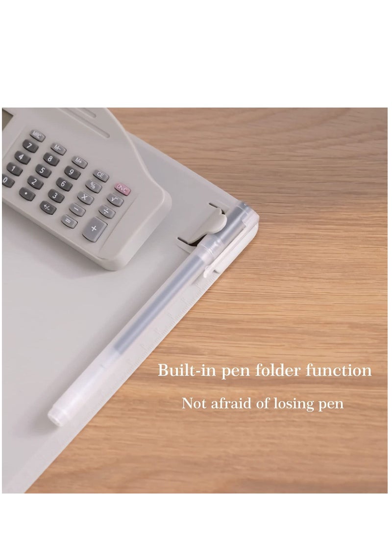 SYOSI Multifunctional Clipboard with Calculator Plastic Storage Clipboard Pen Clip Writing Pad File Folders Business Office Document Holder A4 Letter Size Clipboard for School Meeting Classes (White)  - Image 4