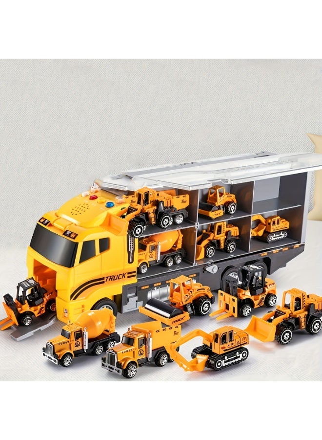 The 8-piece set includes a toy excavator model, a toy construction machinery vehicle, and an inertial-powered excavator assembly with pullback drive, perfect for recognizing vehicles and a premium gift choice. - Image 2