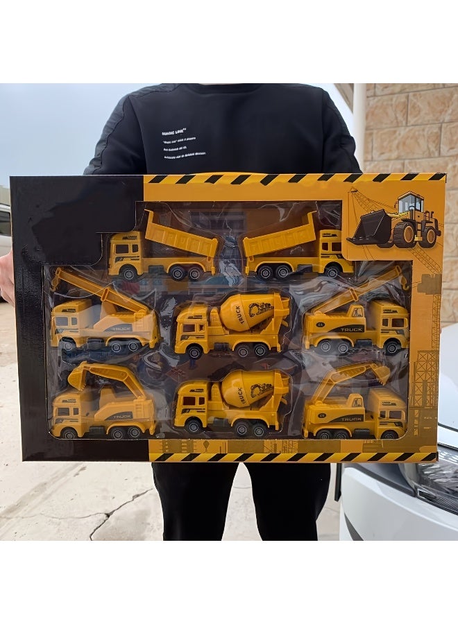 The 8-piece set includes a toy excavator model, a toy construction machinery vehicle, and an inertial-powered excavator assembly with pullback drive, perfect for recognizing vehicles and a premium gift choice. - Image 5