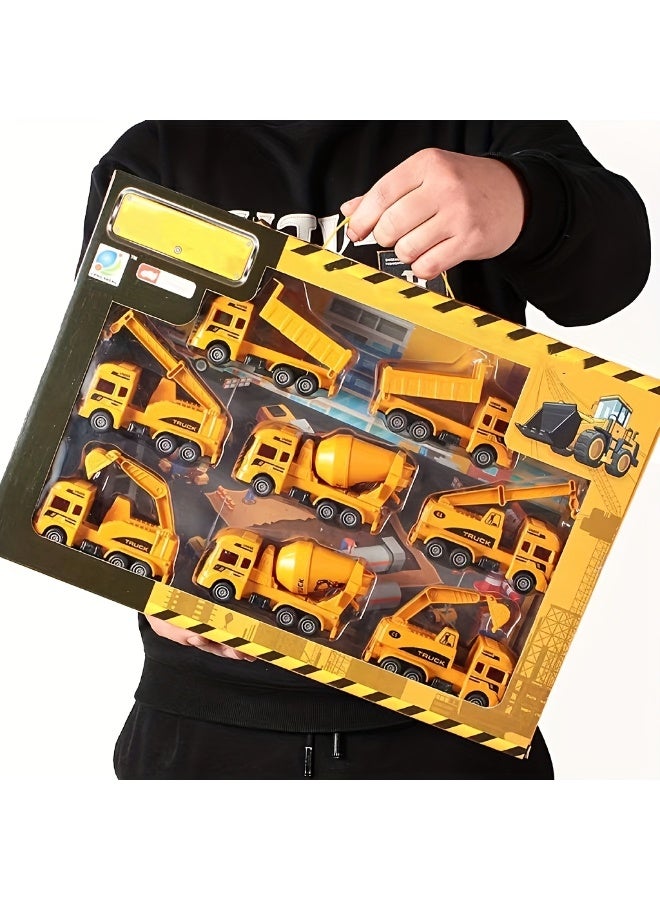 The 8-piece set includes a toy excavator model, a toy construction machinery vehicle, and an inertial-powered excavator assembly with pullback drive, perfect for recognizing vehicles and a premium gift choice. - Image 3