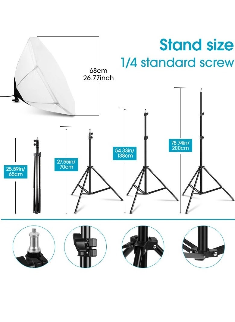 Glanfen - Photography Softbox Lighting Kit with 200W LED 3 Colors Bulb Umbrellas Softbox and Carry Bag for Portrait Product Shooting - Image 1