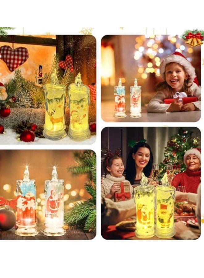 شموع عيد الميلاد بدون لهب مع بابا نويل ورجل ثلج وملصقات، مجموعة من 4 قطع، تعمل بالبطارية - Image 4