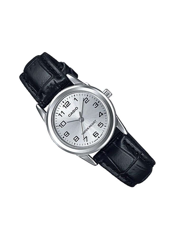 كاسيو ساعة يد بعقارب وسوار من الجلد طراز LTP-V001L-7BDF - مقاس 25 مم - لون أسود نساء - Image 2