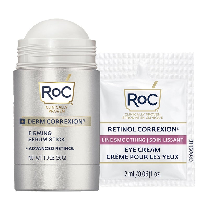 RoC Derm Correxion Retinol Firming Serum Stick with Antioxidants to Visibly Tighten and Firm Wrinkles and Laugh Lines 1.0 oz plus Retinol Eye Cream Packette - Image 1