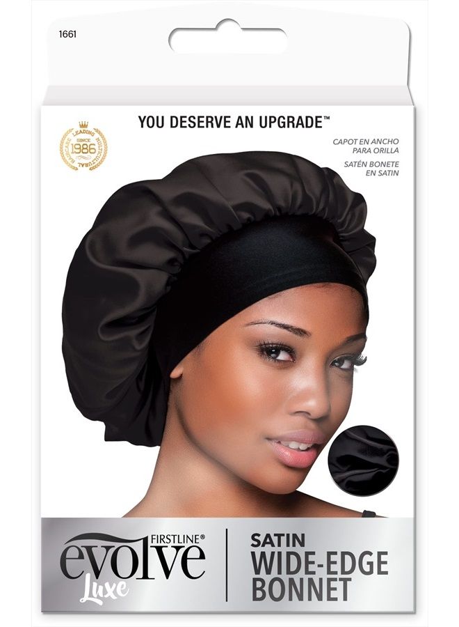 Evolve Satin Wide Edge Bonnet Black - Image 1