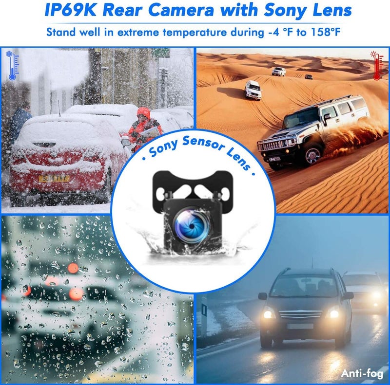 AUSHA كاميرا داش مرآة AUSHA® 10" 2K مع GPS (عداد السرعة) للسيارات مع شاشة تعمل باللمس بالكامل، كاميرا خلفية مقاومة للماء، مستشعر Starvis IMX415 للرؤية الليلية، مساعدة في الركن - Image 5