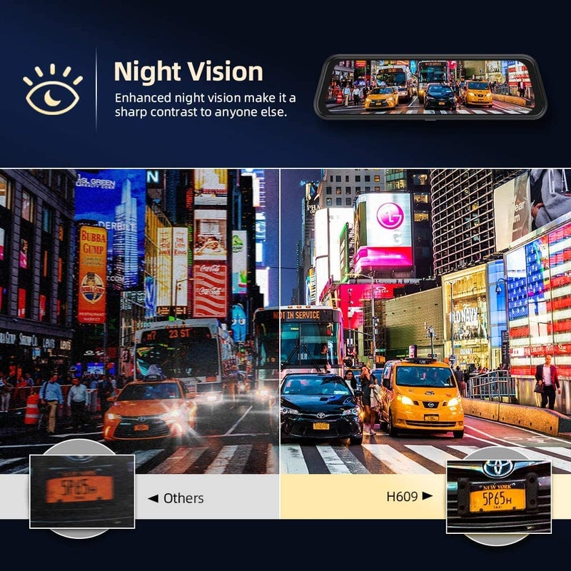 AUSHA كاميرا داش مرآة AUSHA® 10" 2K مع GPS (عداد السرعة) للسيارات مع شاشة تعمل باللمس بالكامل، كاميرا خلفية مقاومة للماء، مستشعر Starvis IMX415 للرؤية الليلية، مساعدة في الركن - Image 3