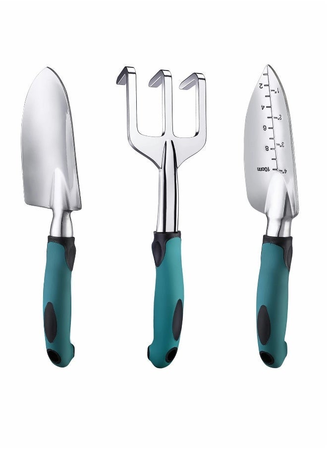 Generic Garden Tools Set, Heavy Duty Gardening Tools Cast Aluminum with Soft Rubberized Non-Slip Handle, Durable Garden Hand Tools Garden Gifts for Men Women 3 Piece