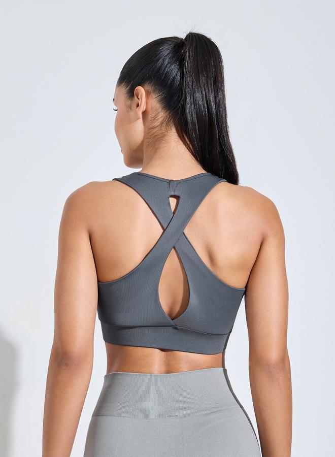 Styli Active Dual Tear Drop Back Detail Sports Bra - Image 5