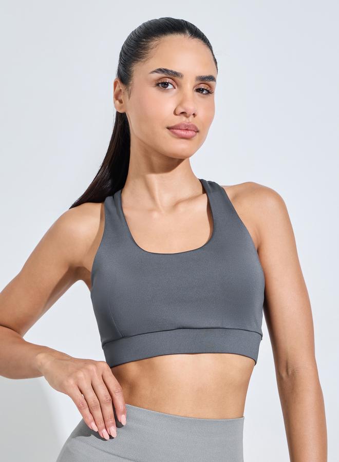 Styli Active Dual Tear Drop Back Detail Sports Bra - Image 1
