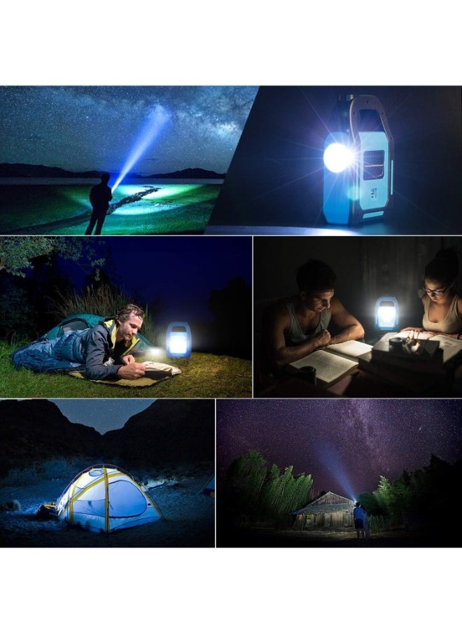 Generic - Emergency Flashlights Manual for Camping and Hiking, 3 LED Lighting Systems Powerful for Heavy Duty Work with a Sharpener - Blue - Image 1