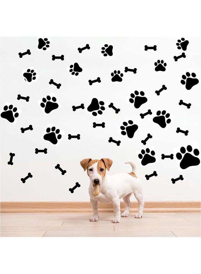 SITAKE 76 Pcs Dog Decor Stickers, 40 Pcs Dog Paw Print Stickers and 36 Pcs Dog Bones Stickers, Dog Decorations Wall Floor Windows Decal Stickers for Kids Room, Teen Girl's Room and Boy's Room - Image 1
