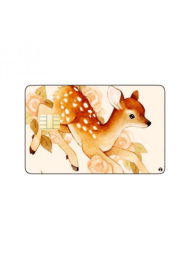 RKN PRINTED BANK CARD STICKER Cute Reindeer Drawing With Flowers - Image 1