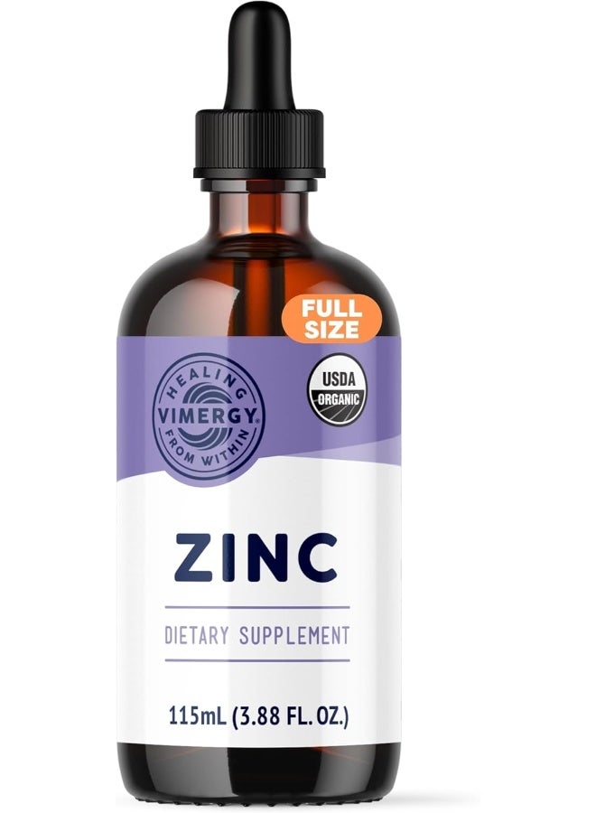 Vimergy Organic Liquid Zinc, 57 Servings â€“ Free Zinc Sulfate â€“ Supports Immune Health And Metabolism â€“ Antioxidant â€“ Gluten-Free, Non-GMO, Kosher, Vegan And Paleo Friendly (115 ml) - Image 1