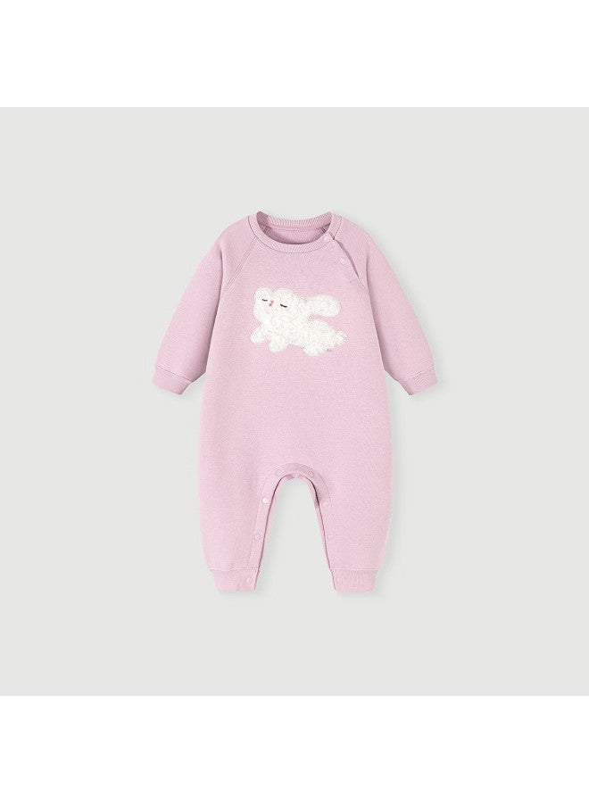 Minibala Baby Fleece Lined Romper Newborn Warm Jumpsuit Autumn Winter - Image 1