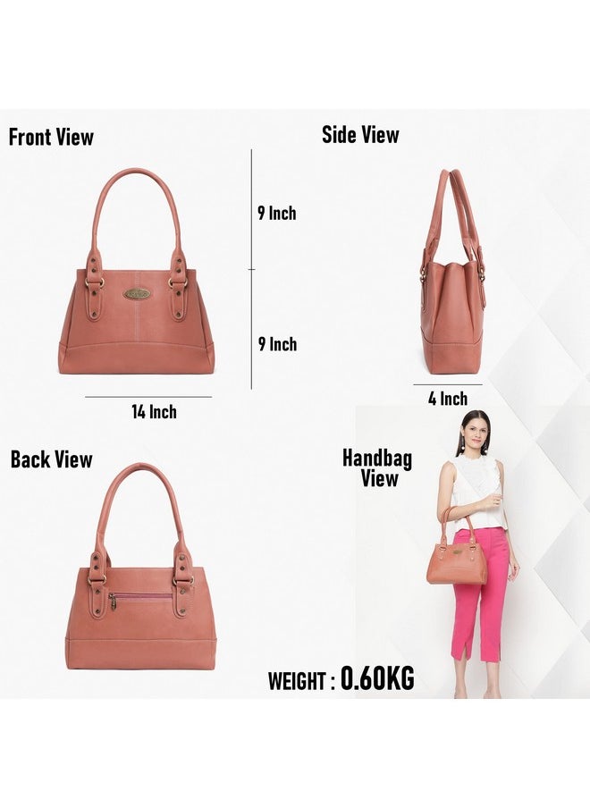 Fostelo Fostelo Women's Vegan Leather Birdie Handbags Shoulder Hobo Bag Ladies Purse (Light Pink) (Large)  - Image 3