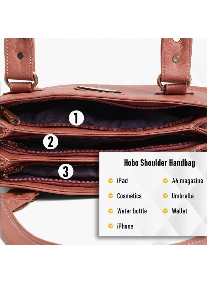 Fostelo Fostelo Women's Vegan Leather Birdie Handbags Shoulder Hobo Bag Ladies Purse (Light Pink) (Large)  - Image 5