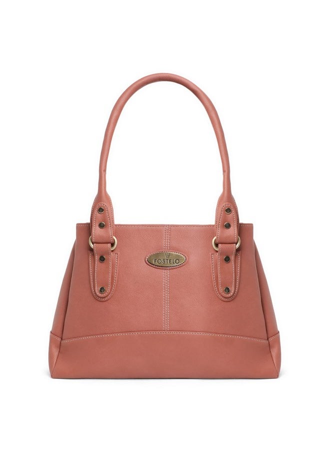 Fostelo Fostelo Women's Vegan Leather Birdie Handbags Shoulder Hobo Bag Ladies Purse (Light Pink) (Large)  - Image 1