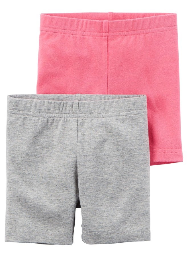 Carter's Little Girls' 2 Pack Playground Shorts (5T, Grey Pink) - Image 1