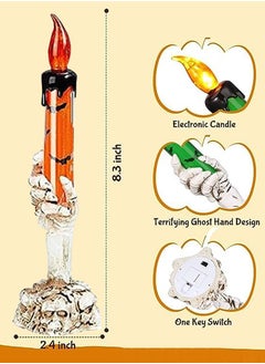 Generic LED Candle Flameless Candle Holder Candle Light for Party Decoration and Haunted House Decoration (Orange - 1 Piece)  - Image 2