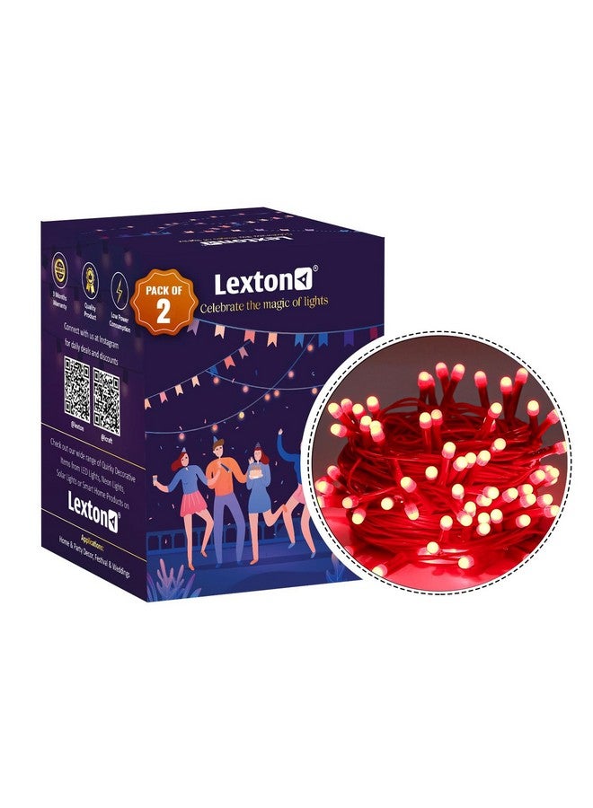 Lexton 40 LED Power Pixel Serial String/Fairy Light | Plug Sourced | Suitable for Home & Outdoor Decoration, Diwali, Christmas, Ramadan, Wedding, Party, Festival (Pack of 2, Red) - Image 2