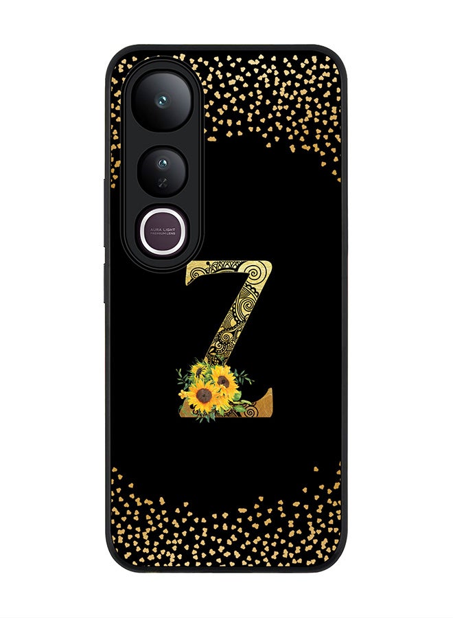 Stylizedd For vivo V50 Lite Case,Slim fit Camera Protection, Shockproof Thin Phone cover  - Custom Floral Monogram - Z ( Black )