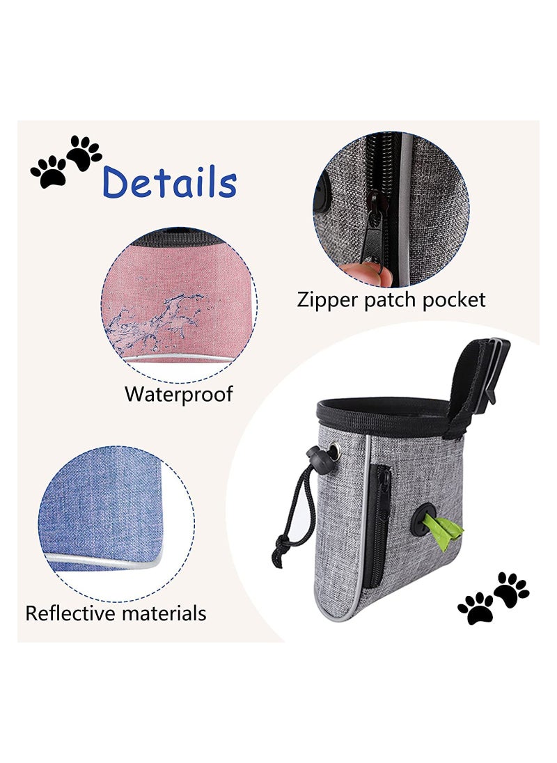 SYOSI - Dog Treat Bag, Waterproof Dog Training Pouch, Hand-Free Dog Walking Bag with Adjustable Waist Belt, Pet Puppy Treat Pouch Bag for Dog Training Walking Travel Outdoor Use(Grey) - Image 1