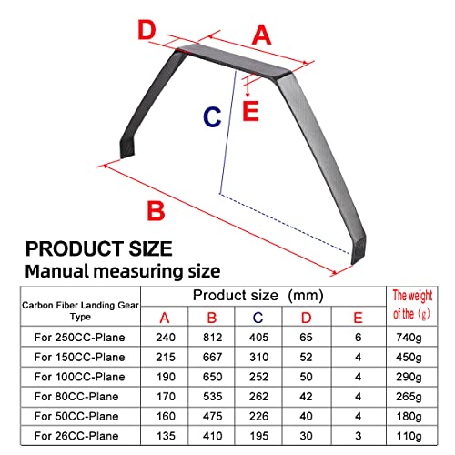 ZYHOBBY Carbon Fiber Landing Gear for Sbach 30cc Yak 26cc 135×410×195×30mm-Ship in CA - Image 3