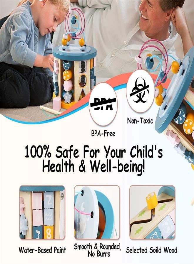 general Activity Cube 11-in-1 Learning Toys Wooden Educational Bead Maze Toy Preschool Toddler Busy Box Fishing Toy Shape Sorter Game Montessori Activity Center for Kids Gift for Boys Girls - Image 5