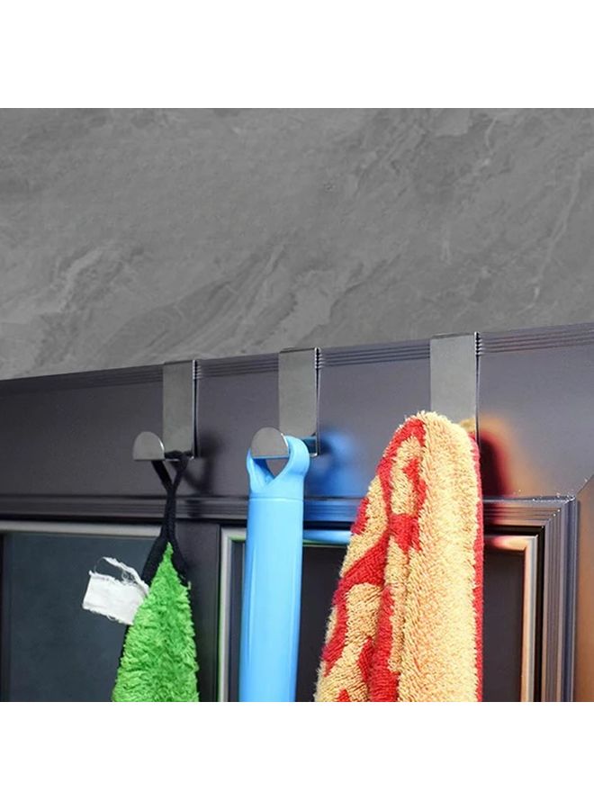 4 قطع من مجموعة خطاف الباب الفولاذية المقاومة للصدأ الفضية، خطافات حائط ثنائية الجانب متينة للاستخدام الشاق - Image 2