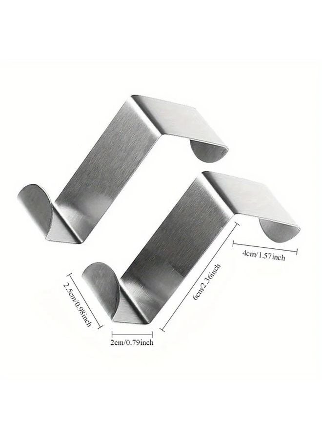 4 قطع من مجموعة خطاف الباب الفولاذية المقاومة للصدأ الفضية، خطافات حائط ثنائية الجانب متينة للاستخدام الشاق - Image 4